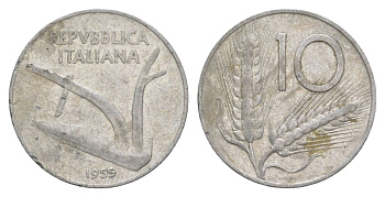 Италия 5 чентезимо 1955 R, колосья, плуг KM 93 алюминий 4629-536