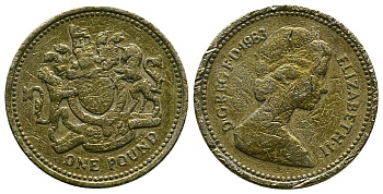 Великобритания 1 фунт 1983 Елизавета II (1952-2022) KM 933, Spink 4221 никель латунь 4384-1247