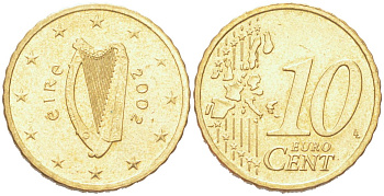 Ирландия 10 евроцентов 2002 KM 35 нордик UNC 4614-745