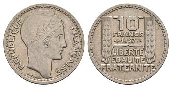 Франция 10 франков 1947 KM 909.1 медно-никель 4660-245