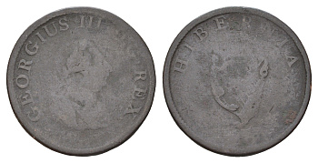 Ирландия 1/2 пенни 1805 Георг III (1760-1820), год-тип KM 147 медь 4675-442