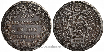 Ватикан 1 пиастр 1676-1689 Иннокентий XII Dav. 4096, Muntoni 37 серебро 00-805-60