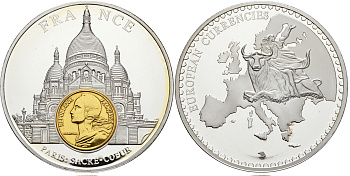 Нидерланды медаль 2002 серия первые монеты еврозоны, 54 гр., 50 мм.,с сертификатом, Бельгия, 2 евроцента  серебрение  PROOF  06-027-13