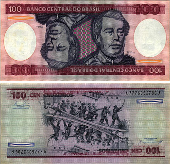 БРАЗИЛИЯ 100 КРУЗЕЙРО 1984 ПОДПИСЬ 21, ГЕРЦОГ КАКСИАС Pick 198b бумага UNC (ПРЕСС) 8615-26-1-2