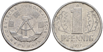 ГДР 1 пфенниг 1977 A KM 8.2 алюминий 116-932