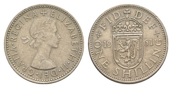 Великобритания 1 шиллинг 1961 Елизавета II (1952-2022), Шотландский герб KM 905, Spink 4148 медно-никель UNC 4631-1253