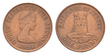 Джерси 1 пенни 1984 Елизавета II (1952-2022), башня Святого Клемента KM 54 бронза 4659-615
