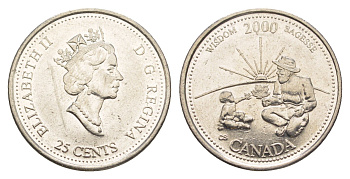 Канада 25 центов 2000 Миллениум - Мудрость KM 378 сталь плакированная никелем aUNC 4637-931