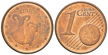 Кипр  1 евроцент 2009  KM 78 сталь плакированная медью  UNC  4147-748