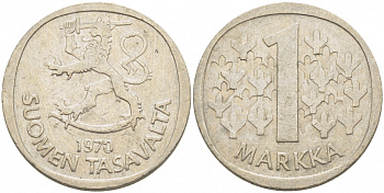 Финляндия 1 марка 1970 S KM 49а медно-никель 3718-726