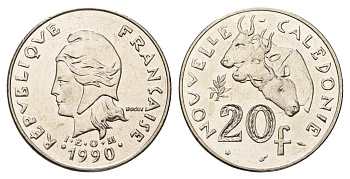 Новая Каледония 20 франков 1990 KM 12 никель UNC 179-831