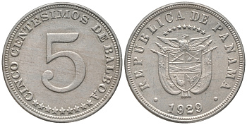 Панама 5 сентесимо 1929 KM 9 медно-никель 28-1217