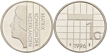 Нидерланды 1 гульден 1996 Беатрикс (1980-2013) KM 205 никель UNC 4116-142