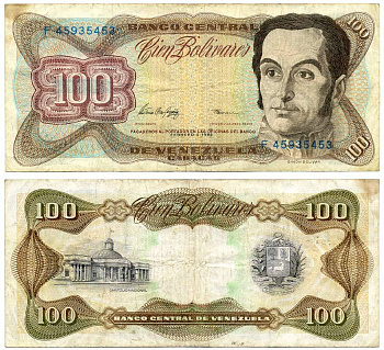 ВЕНЕСУЭЛА 100 БОЛИВАРОВ 1998 Pick 66f бумага 8592-17-4-1