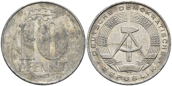 ГДР 10 пфеннигов 1983 A KM 10 алюминий 4132-1025