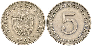 Панама 5 сентесимо 1962 KM 23.2 медно-никель 60-1256
