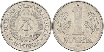 ГДР 1 марка 1982 A KM 35.2 алюминий 181-952