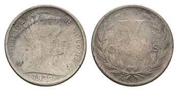 Колумбия 5 сентаво 1922 KM 199 медно-никель 4657-734
