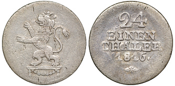 Гессен-Кассель 1/24 талера 1816 Вильгельм I (1785-1821) KM 554.1, Jaeger 10, AKS 10 серебро 413-6744