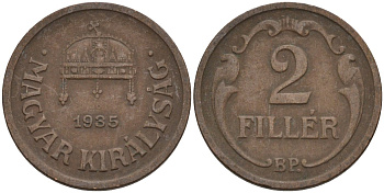 Венгрия 2 филлера 1935 BP KM 506 бронза 4115-1142
