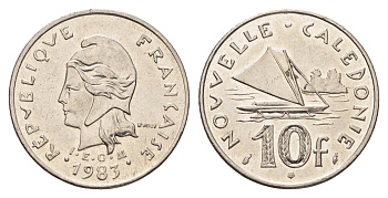 Новая Каледония 10 франков 1983 KM 11 никель aUNC 181-1026