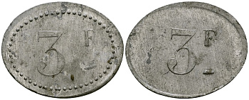 Франция 3 франка ресторанный жетон латунь 4175-934