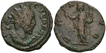 Римская Империя, императоры в Галлии антониниан 271 - 274 Тетрик, IMP TETRICVS P F AVG, бюст императора / PAX AVG, Пация, персонификация Мира RIC 100 биллон 1073-19-17