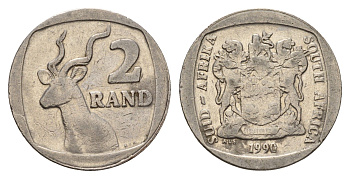 ЮАР 2 ранда 1990 KM 139 медь плакированная никелем 3336-224