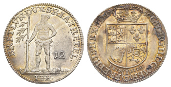 Брауншвейг-Каленберг-Ганновер 12 мариенгрошей (1/3 талера) 1740 IBH, дикарь, Георг II (1727-1760), из коллекции Ричарда Б. Смита Smith 123, Welter 2600, KM 255 серебро 1525-1031