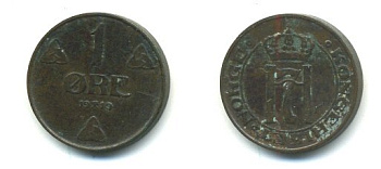 НОРВЕГИЯ 1 ЭРЕ 1910 KM 367 бронза 04-1014