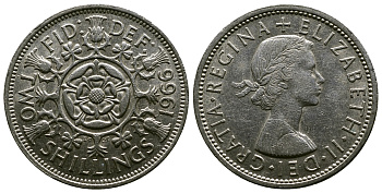 Великобритания 2 шиллинга (флорин) 1966 Елизавета II (1952-2022) KM 906, Spink 4146 медно-никель 4382-725