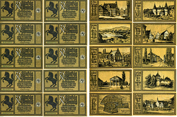 Штутгарт лот из 12 БАНКНОТ ПО 50 пфеннигов 1922-1924 21 марта 1922 - 31 марта 1924, НОТГЕЛЬД ПОЛНЫЙ КОМПЛЕКТ, ЗЕМЛЯ БАДЕН-ВЮРТЕНБЕРГ Grabowski 1289.2а бумага 2195-8-2-1