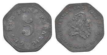 Бад-Тельц 5 пфеннигов 1917 Funck 541.1, Men18 31352.1 цинк 1528-842