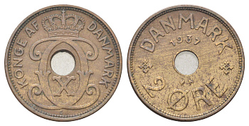Дания 2 эре 1937 N, Кристиан X (1912-1947) KM 827 бронза 4701-842
