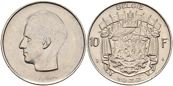 Бельгия 10 франков 1972 Belgie, Бодуэн I (1951-1993) KM 156.1 никель    4595-615