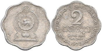 Шри-Ланка 2 цента 1978 KM 138 алюминий 177-516