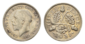 Великобритания 3 пенса 1931 Георг V (1910-1936) KM 831, Spink 4042 серебро 4697-953