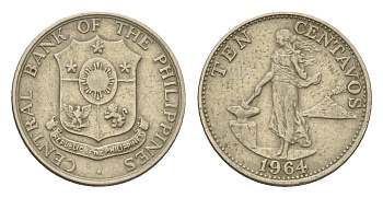 Филиппины 10 сентаво 1964 KM 188 медно-никель 4549-125