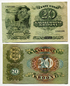 Эстония 20 крон 1932 пастух Pick 64 a бумага 7457-1-2-2