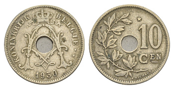 Бельгия 10 сантимов 1930 Belgie, Альберт I (1909-1934) KM 86 медно-никель 4640-1256