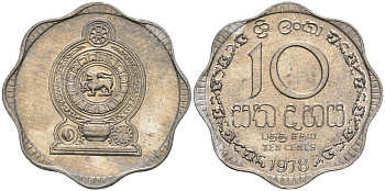 Шри-Ланка 10 центов 1978 KM 140a алюминий 4135-1227