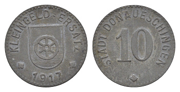 Донауэшинген 10 пфеннигов 1917 Funck 101.1, Men05 5322.1, Men18 6665.1 цинк 4636-711