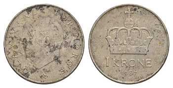 Норвегия 1 крона 1987 Улаф V (1957-1991) KM 419 медно-никель 4635-725