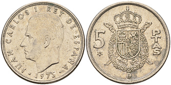 Испания 5 песет 1975 (78) Хуан Карлос I (1975-2014) KM 807 медно-никель    4143-223