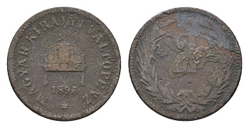 Венгрия 2 филлера 1896 KB, Франц Иосиф I (1848-1916) KM 481 бронза 4665-411