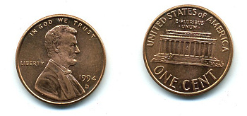 США 1 ЦЕНТ 1994 D, ЛИНКОЛЬН KM 201b цинк плакированный медью 46-947
