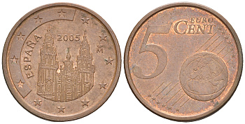 Испания 5 евроцентов 2005 KM 1042 сталь плакированная медью 60-646
