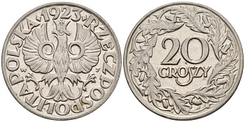 Польша 20 грошей 1923 w KM 12 никель 4564-1056