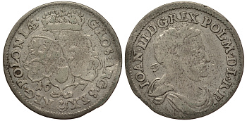 Польша 6 грошей (шостак) 1677 Ян III Собеский (1674-1796), в венке, вес 3,08 гр. KM 128 серебро 1516-1132