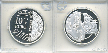 Бельгия 10 евро 2004 Расширение Европейского Союза KM 234 серебро PROOF 00-00